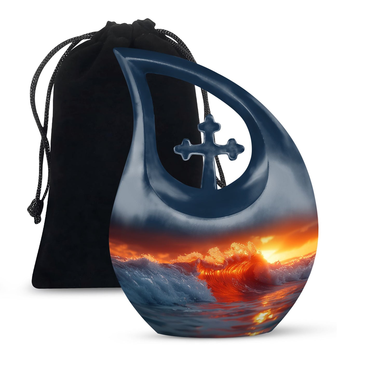 Ocean Waves Theme Large Urn 10 Inch