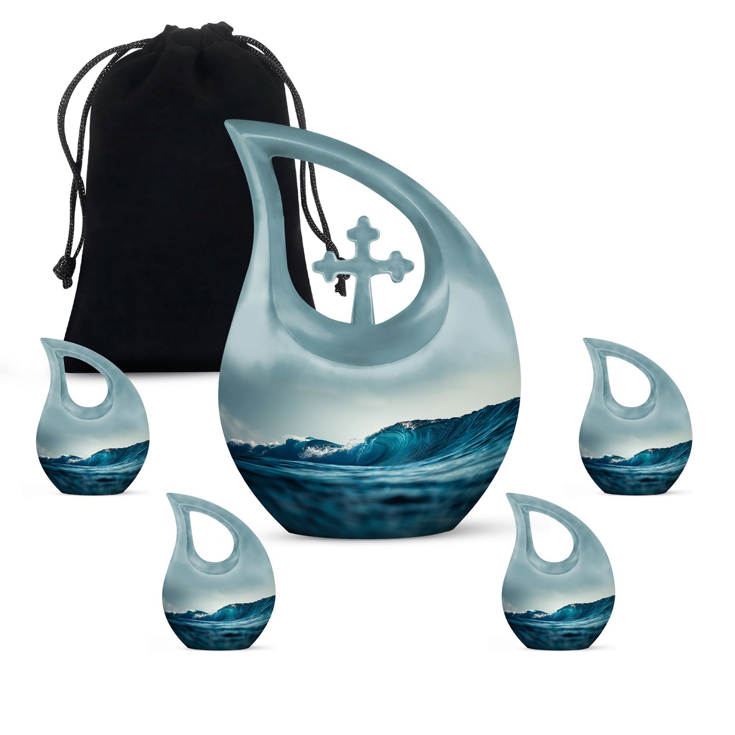 Cross Drop Ocean Waves Urn