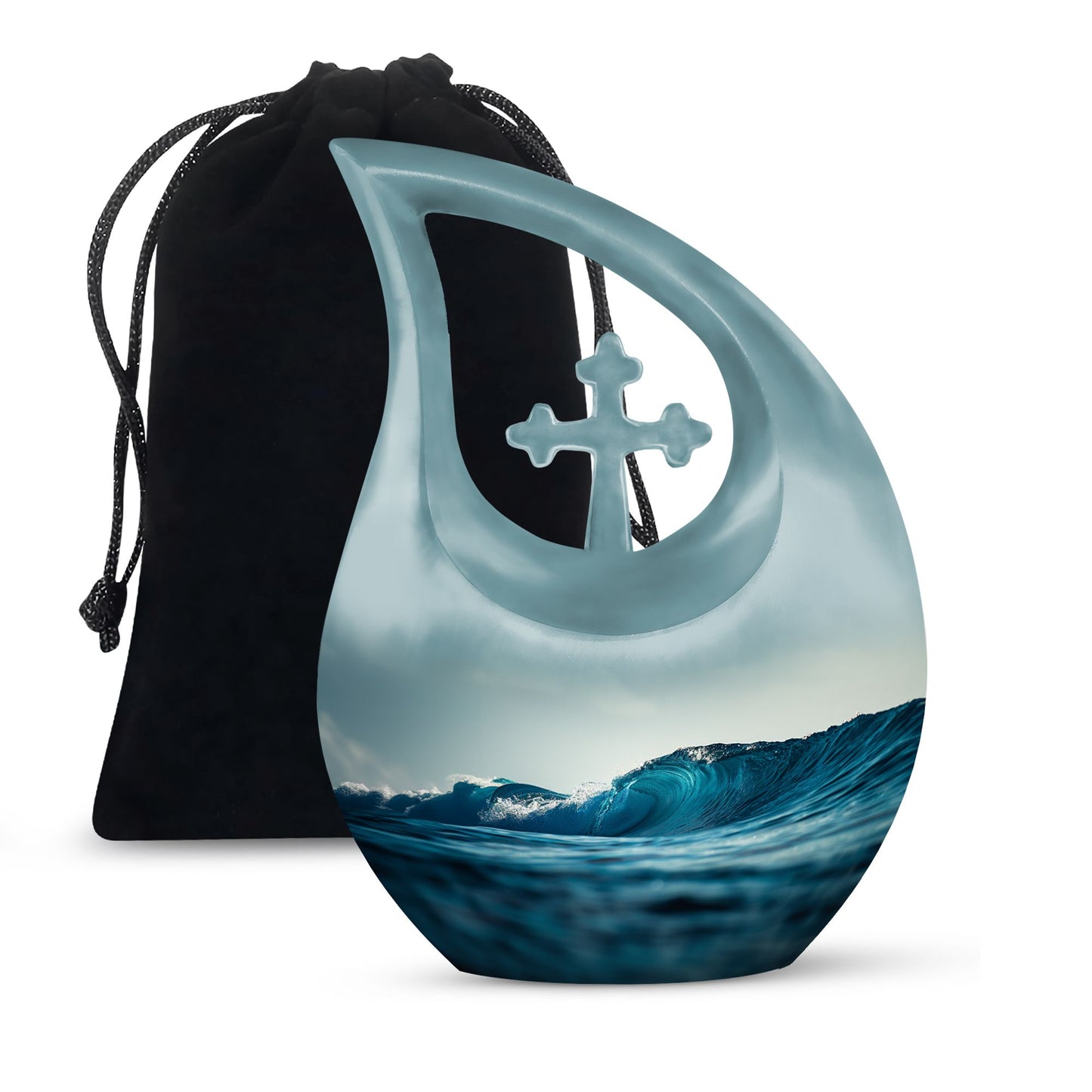 Ocean Waves Theme Large Urn 10 Inch