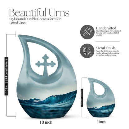 Cross Drop Ocean Waves Urn