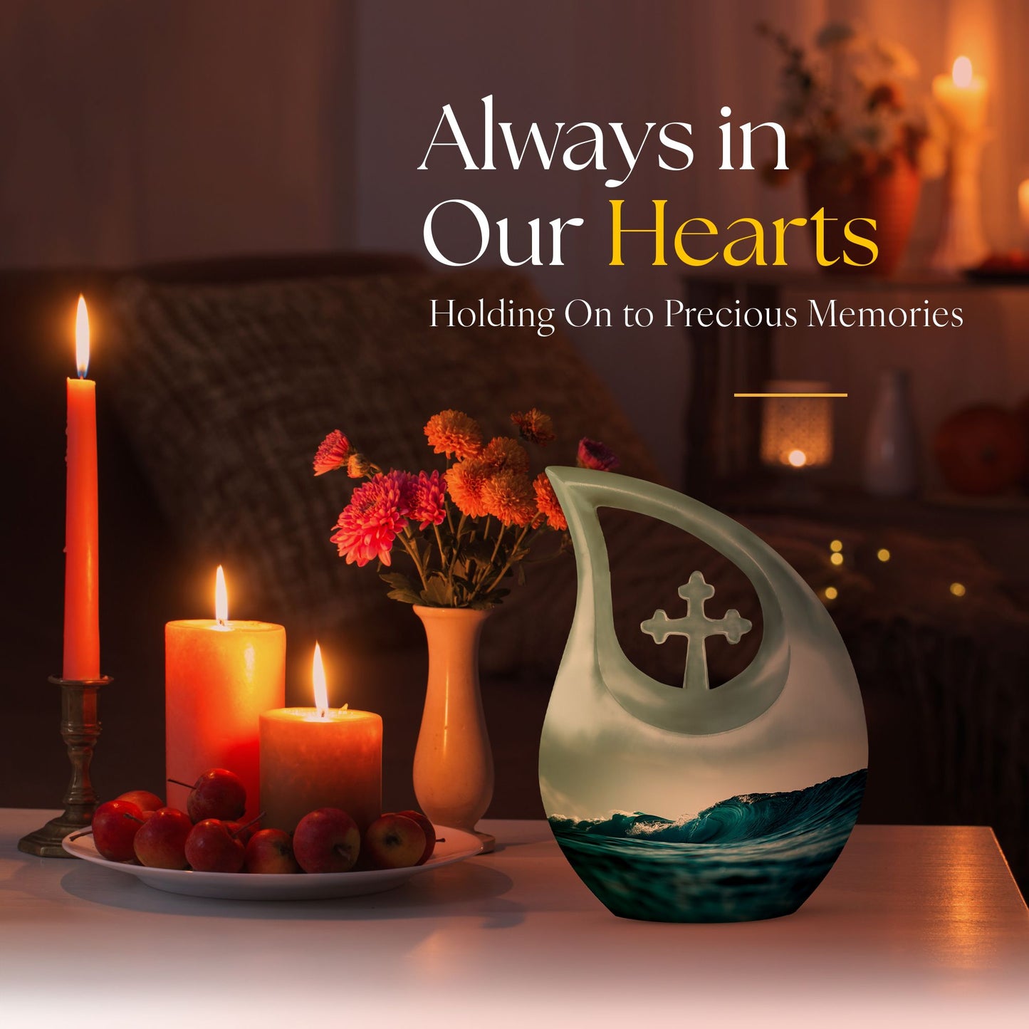 Cross Drop Ocean Waves Urn