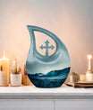 Cross Drop Ocean Waves Urn