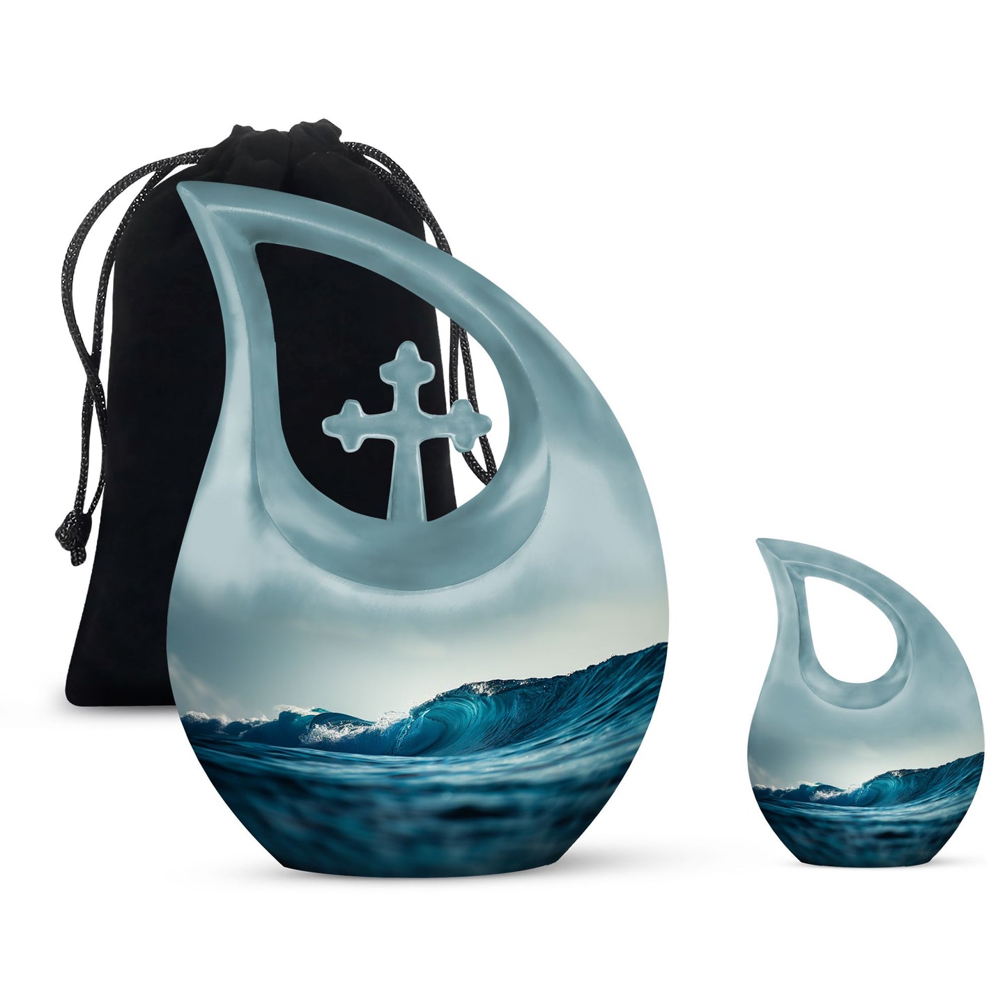 Personalized Ocean Keepsake Urn for Human Ashes - 10-inch, 200 cu in - Yatskia