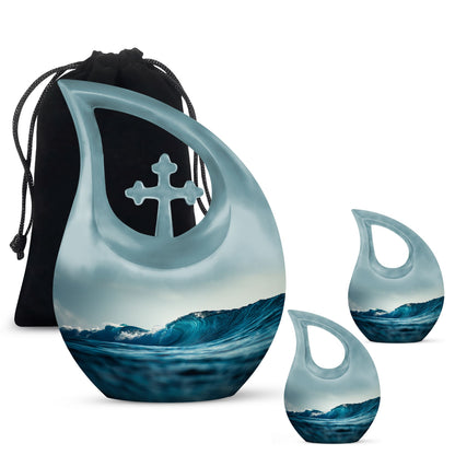 Cross Drop Ocean Waves Urn