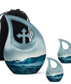 Ocean Waves Theme Large Urn With 2 Keepsake Urn
