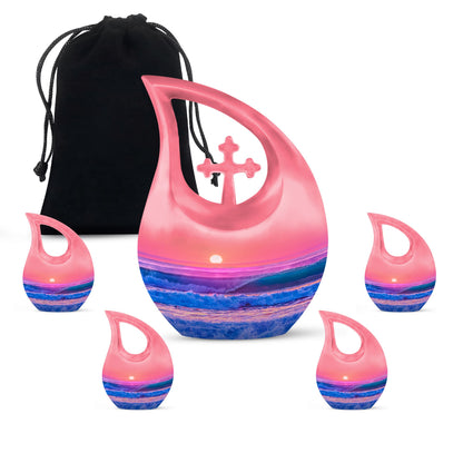 10-Inch Ocean Waves Cross Drop Cremation Urn