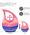 10-Inch Ocean Waves Cross Drop Cremation Urn