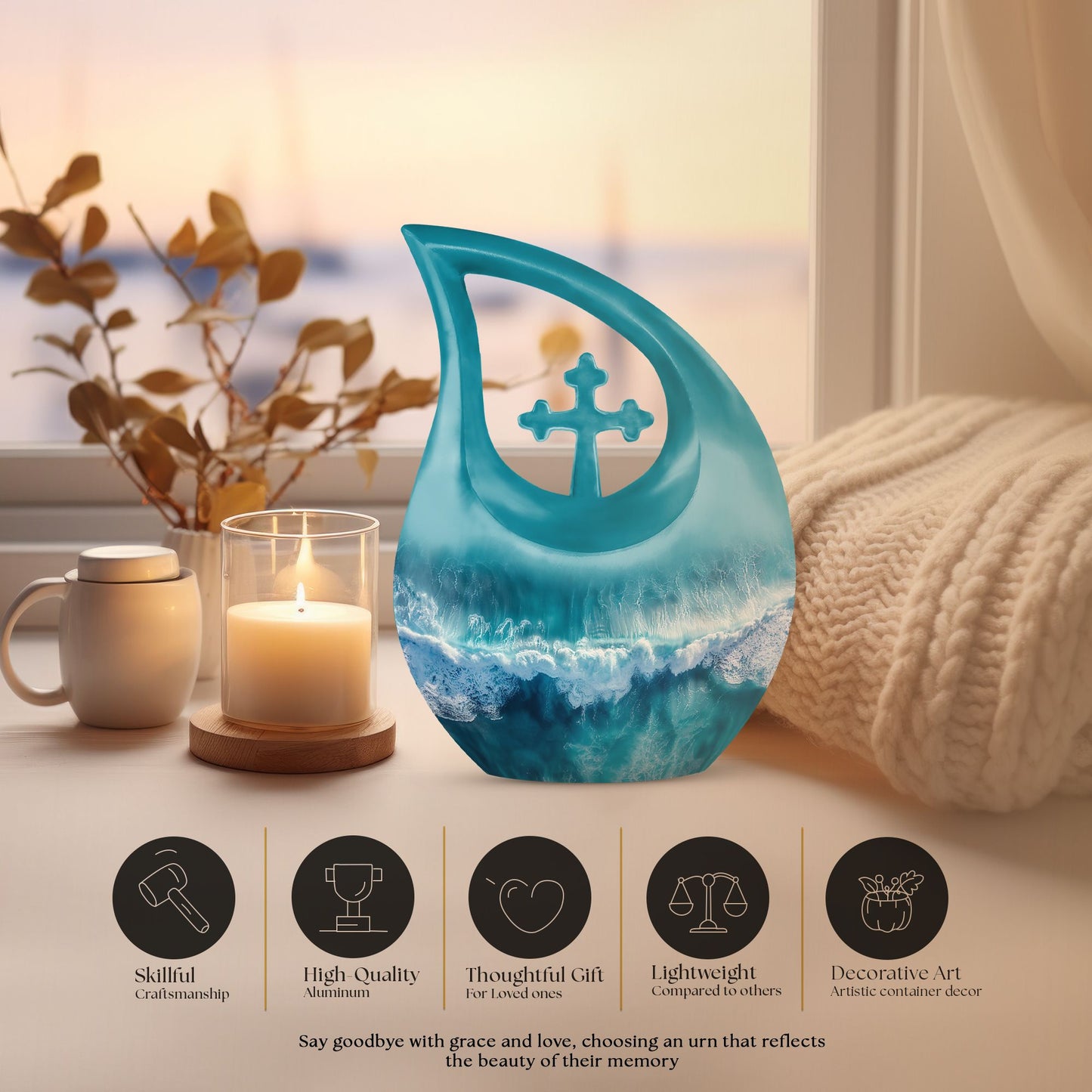10 inch Ocean Waves Urn
