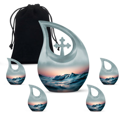 Affordable Cross Drop Ocean Waves Urn
