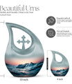 Affordable Cross Drop Ocean Waves Urn