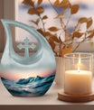Affordable Cross Drop Ocean Waves Urn
