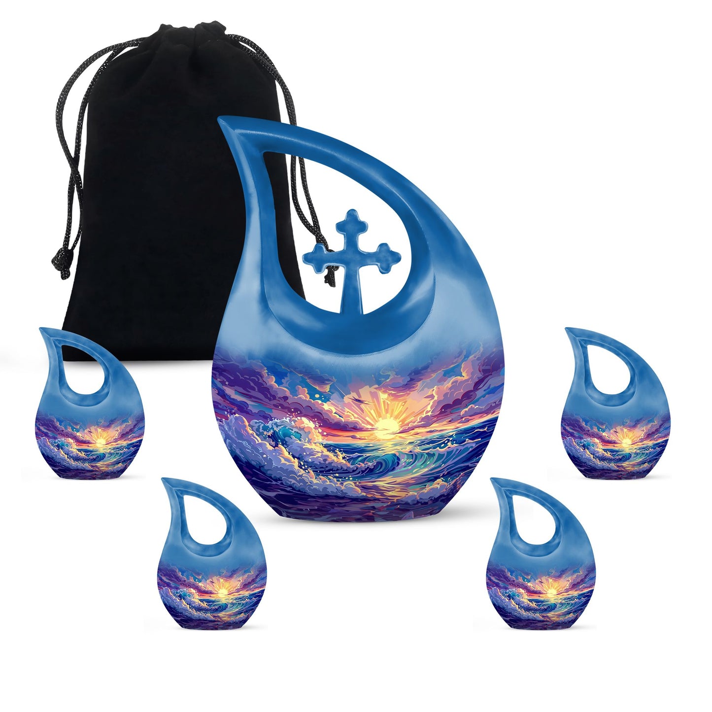 Personalized Ocean Keepsake Urn for Loved One - 10-inch, 200 cu in - Yatskia