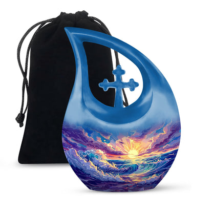 Personalized Ocean Keepsake Urn for Loved One - 10-inch, 200 cu in - Yatskia