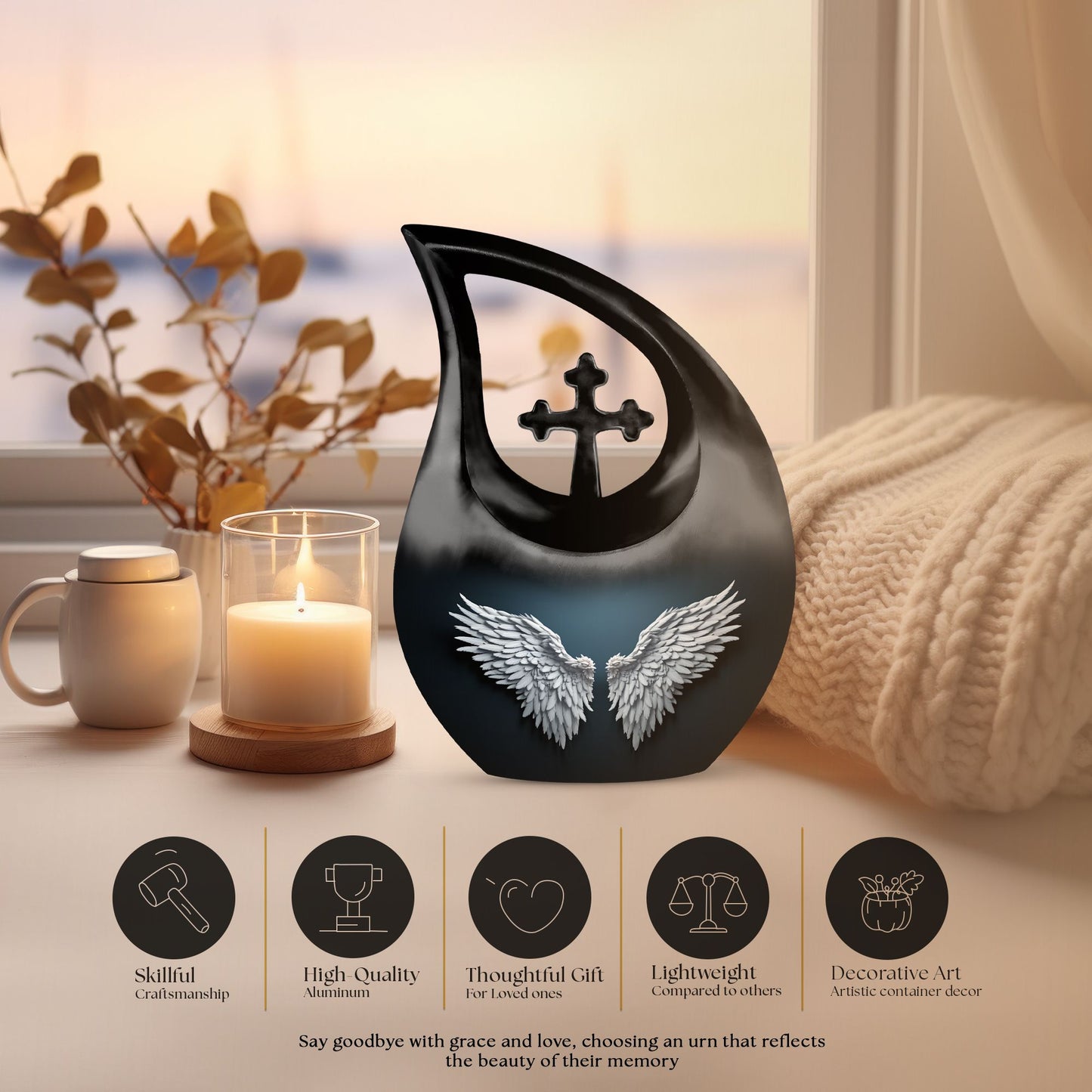 Wings Blue Memorial Urn