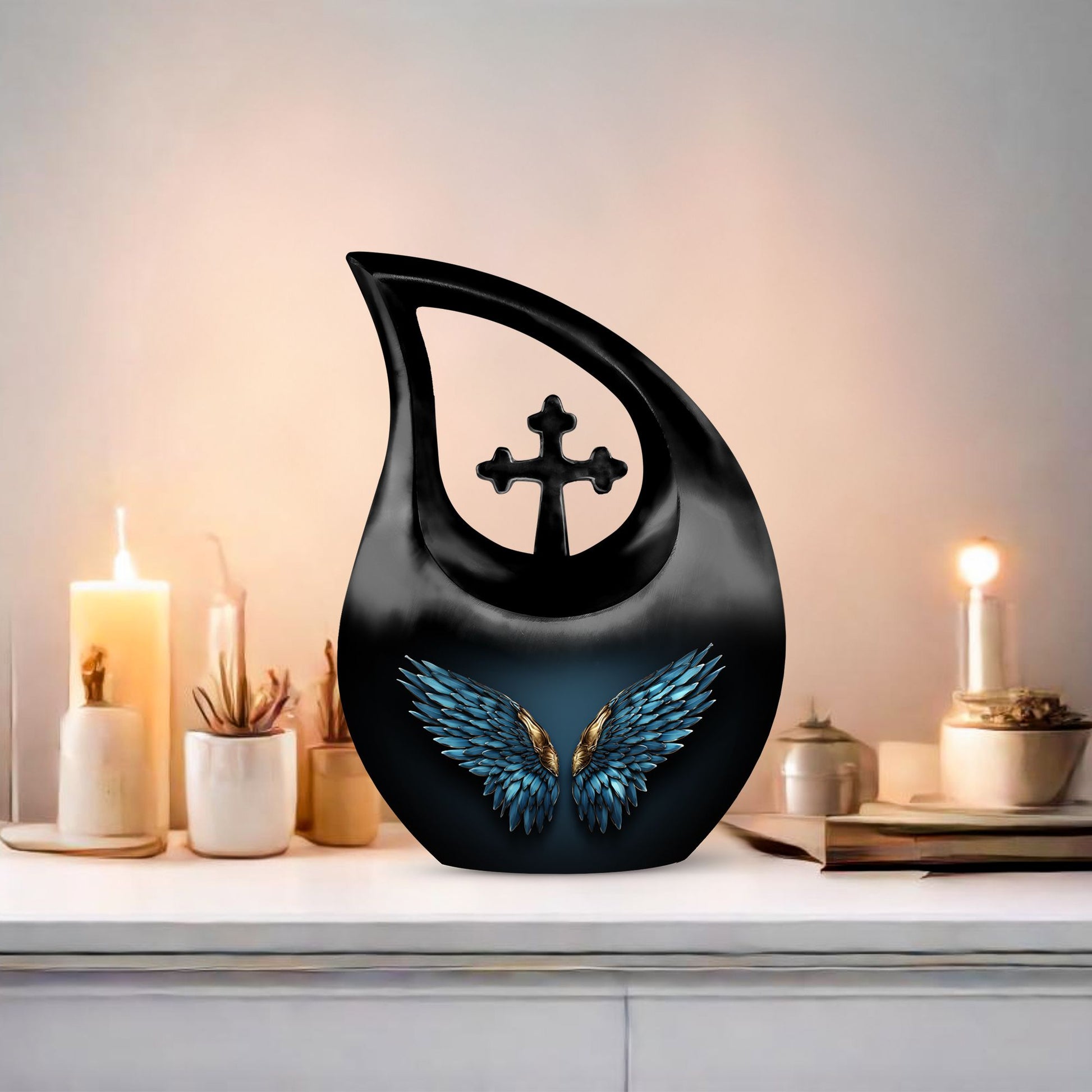 10-inch Wings Blue Urn
