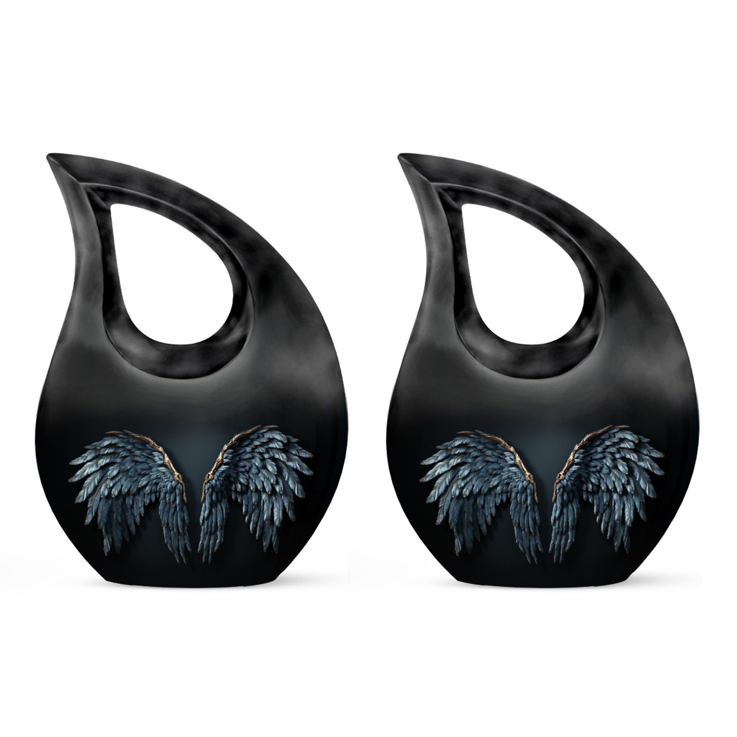 Wings Blue Urn with Cross Drop design