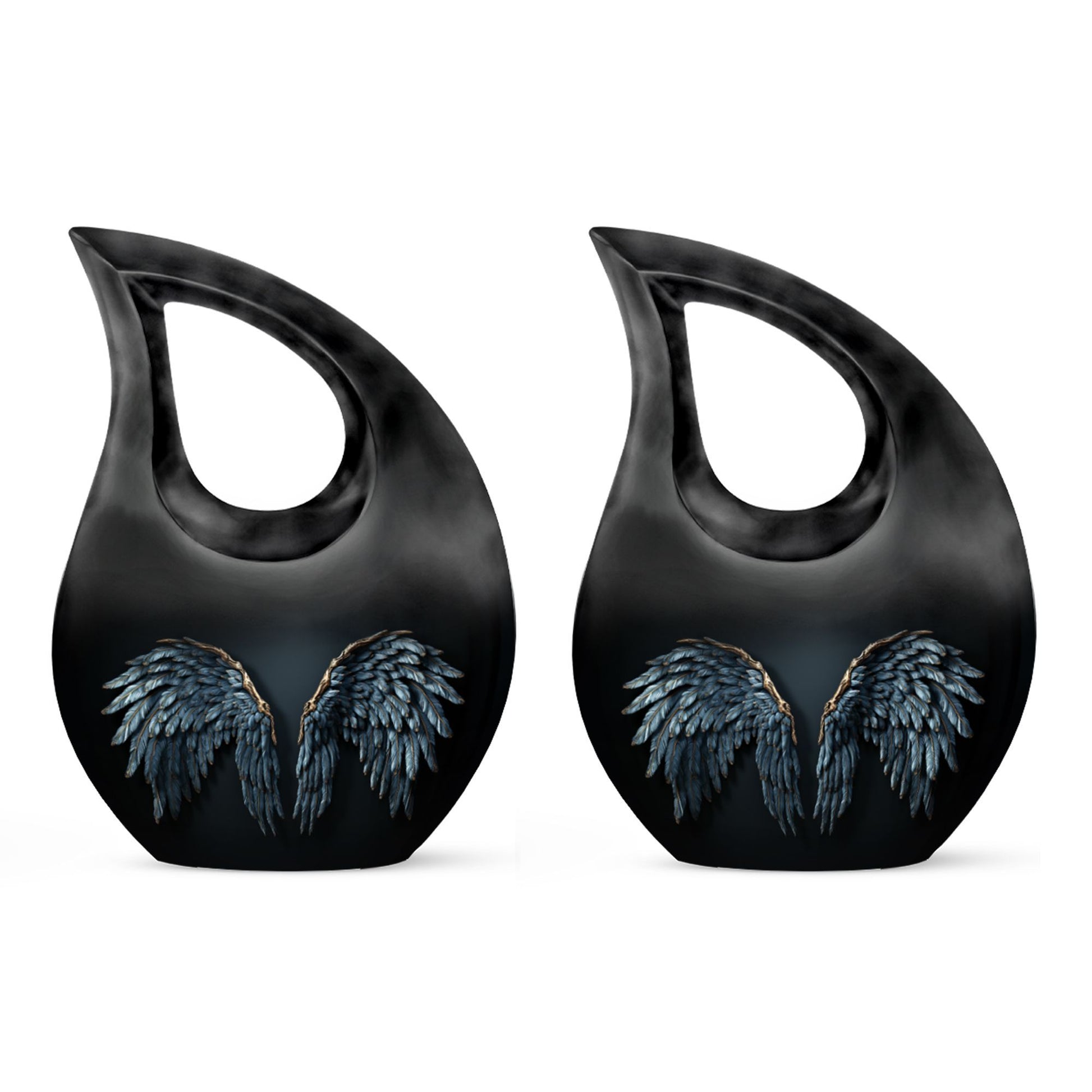 Wings Blue Urn with Cross Drop design