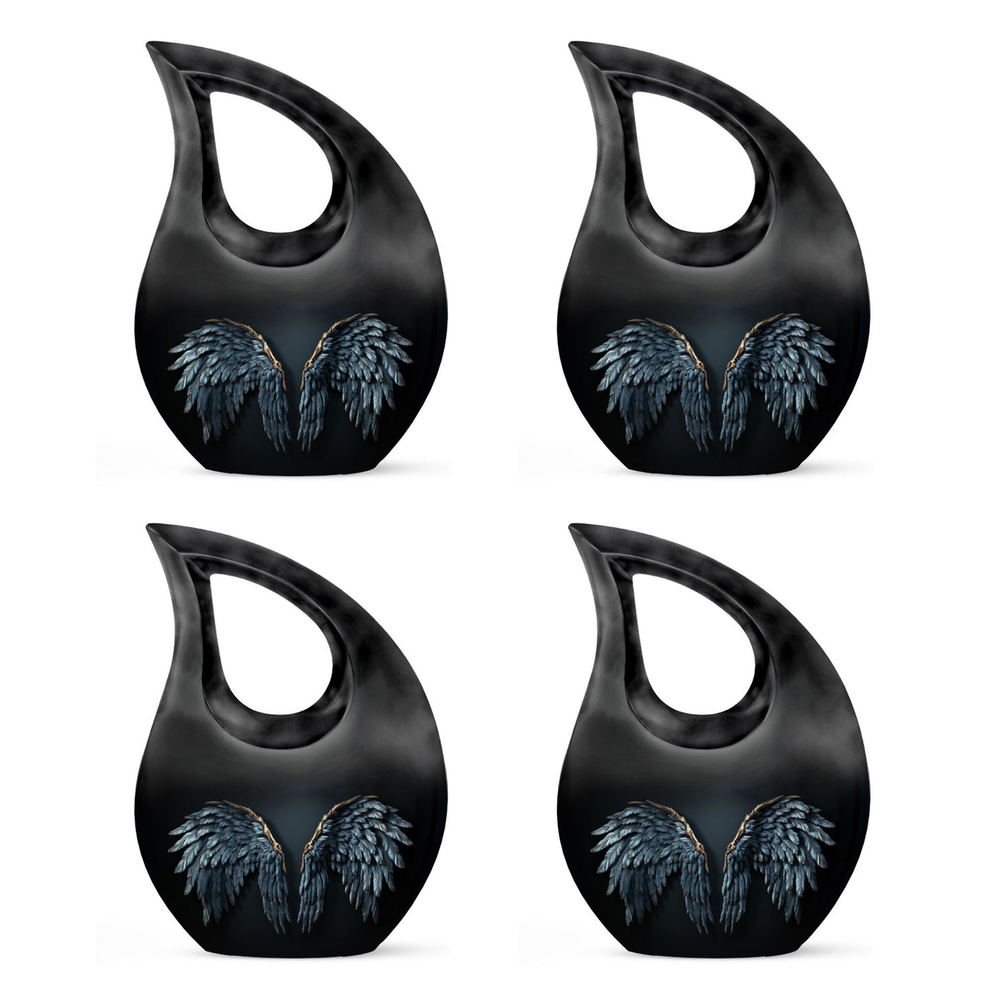 Wings Blue Urn with Cross Drop design