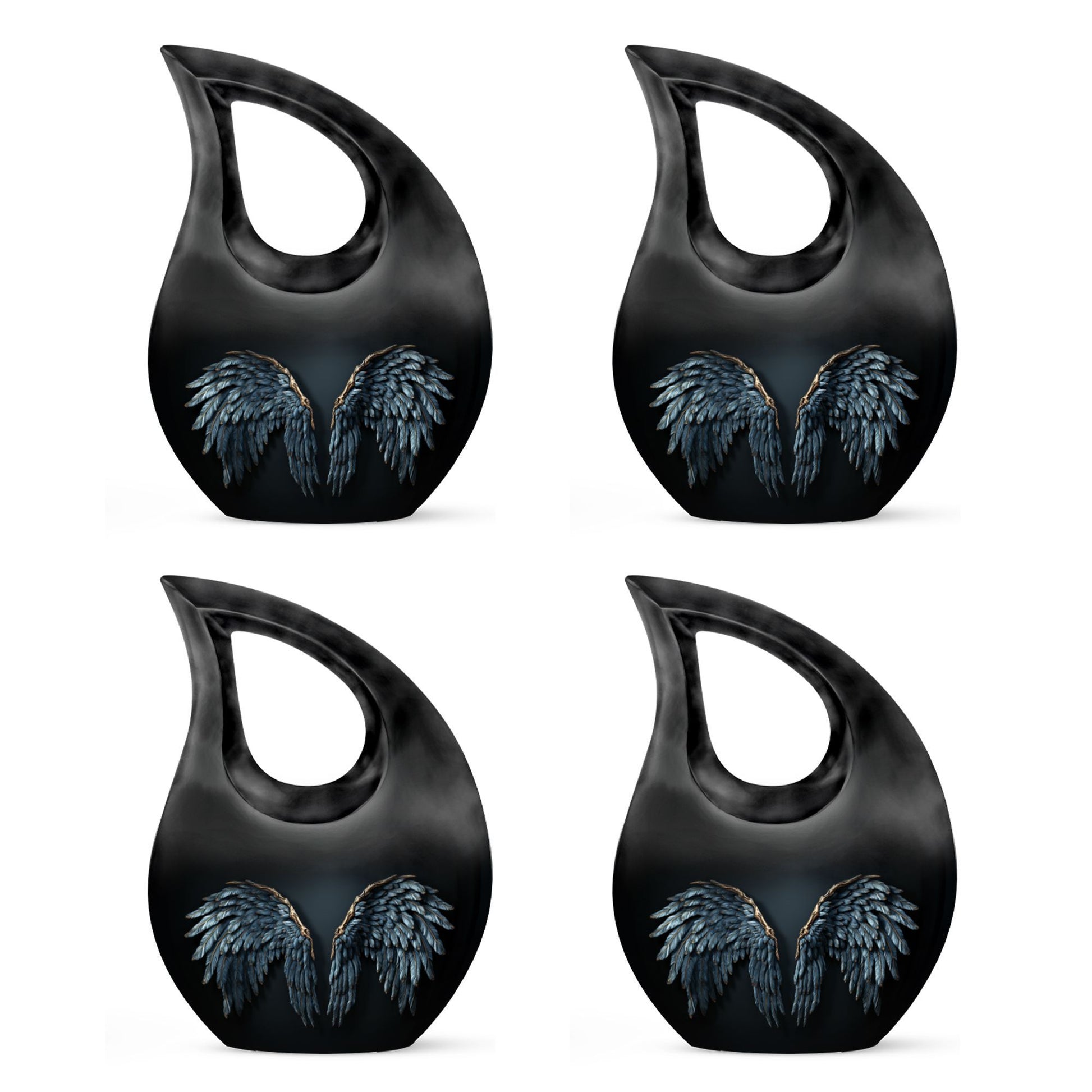 Wings Blue Urn with Cross Drop design