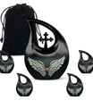 Wings Blue Mom Memorial Urn: Large Cross Drop Design Urn
