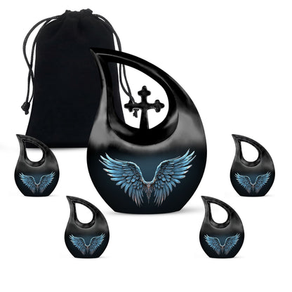 Wings Blue 10 Inch cross drop memorial urn