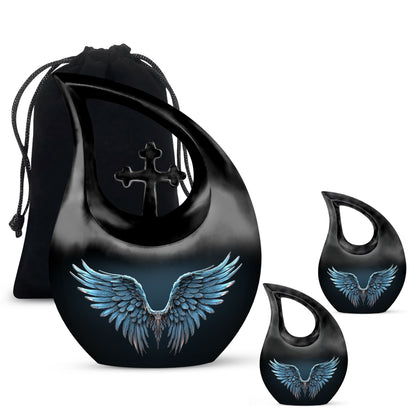 Wings Blue 10 Inch cross drop memorial urn