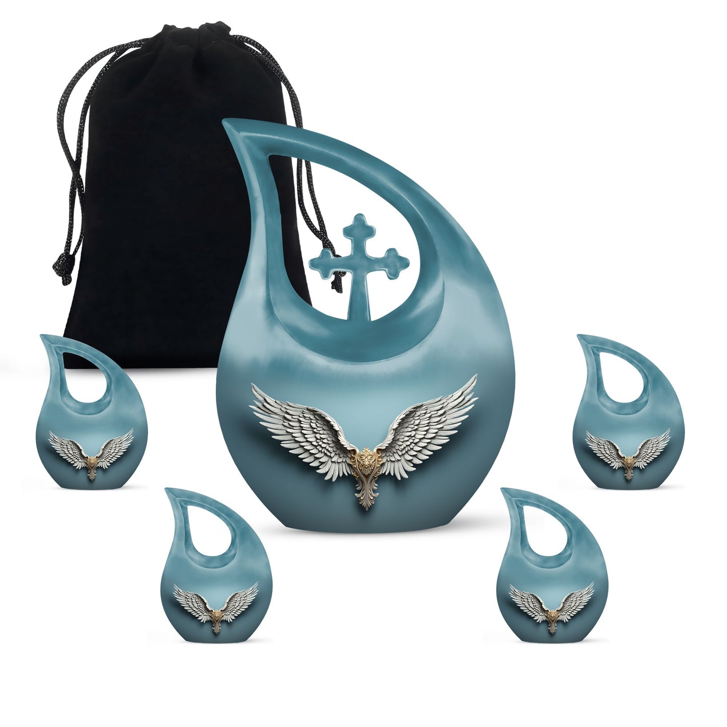 10-inch Wings Blue Urn