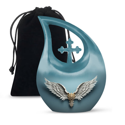 Wings Blue Theme Large Urn 10 Inch