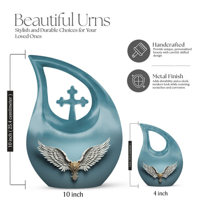 10-inch Wings Blue Urn
