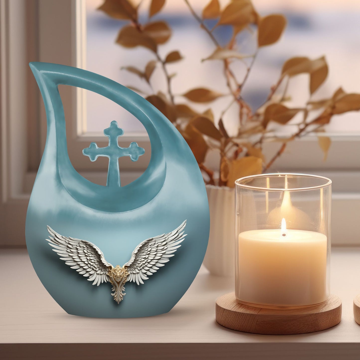 10-inch Wings Blue Urn