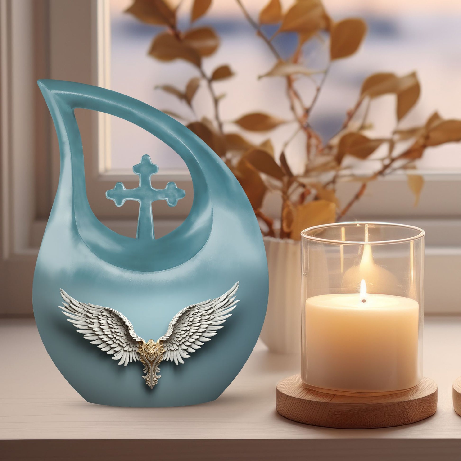 10-inch Wings Blue Urn