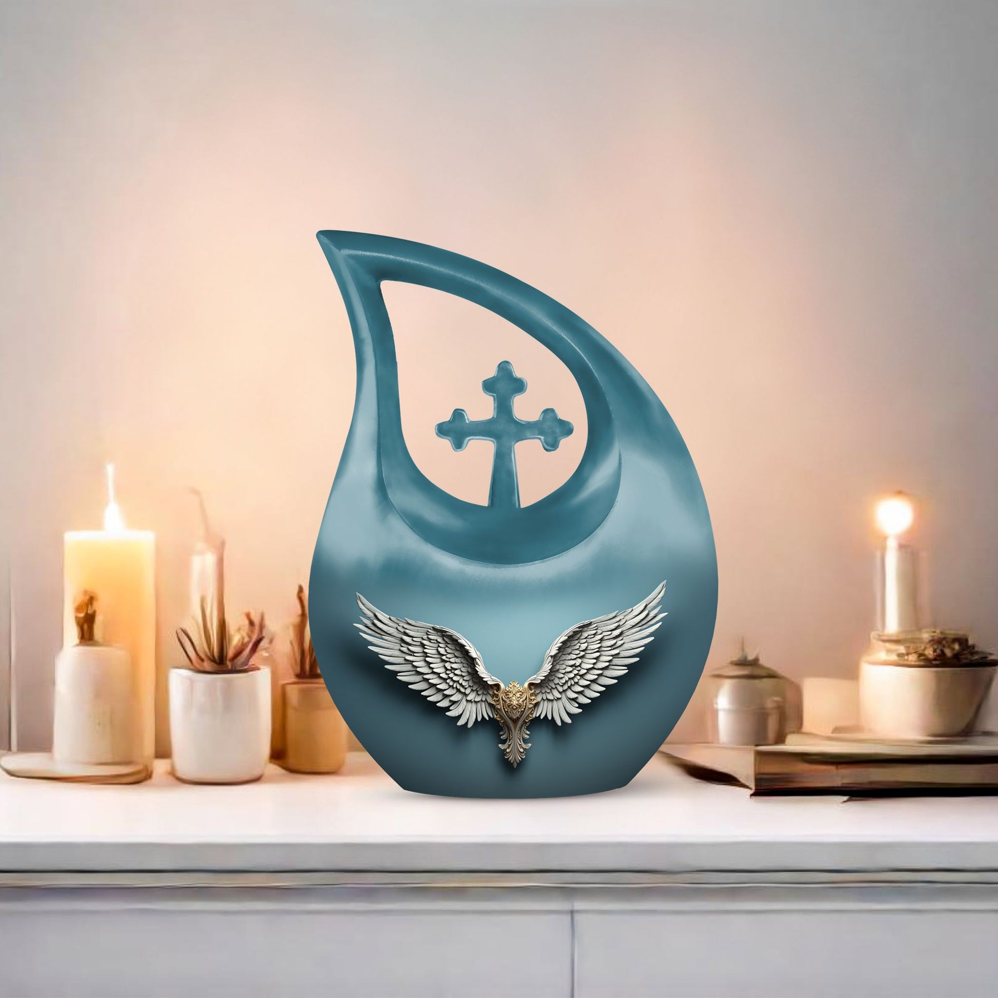 10-inch Wings Blue Urn