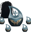 Wings Blue urn with Cross Drop design
