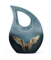 Wings Blue urn with Cross Drop design