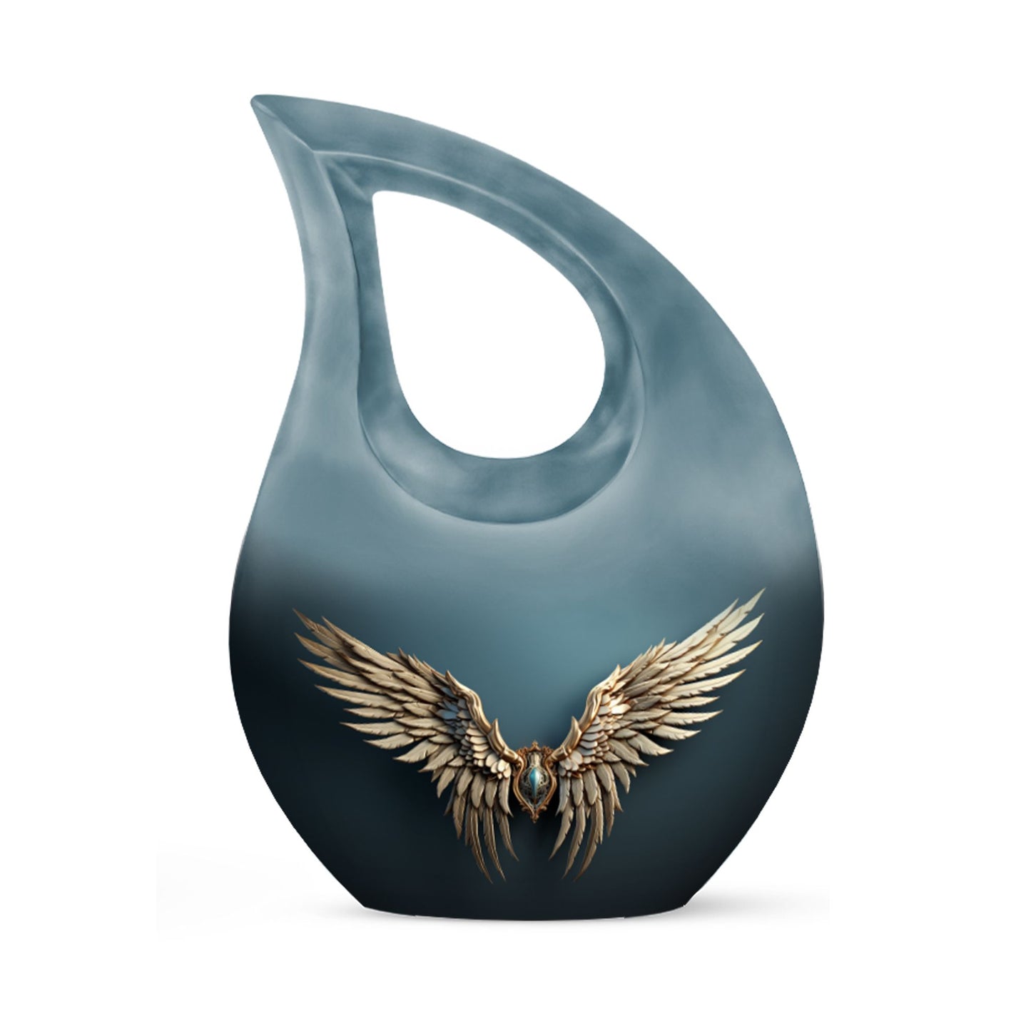 Wings Blue urn with Cross Drop design