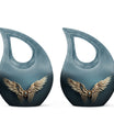 Wings Blue urn with Cross Drop design