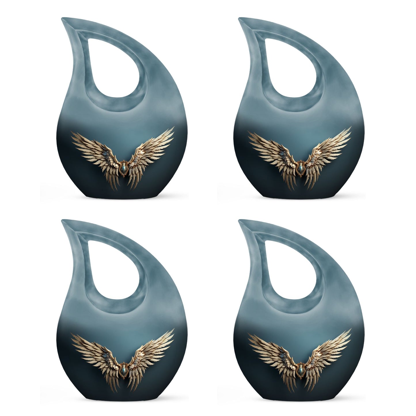 Wings Blue urn with Cross Drop design