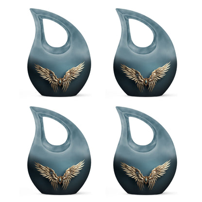 Wings Blue urn with Cross Drop design