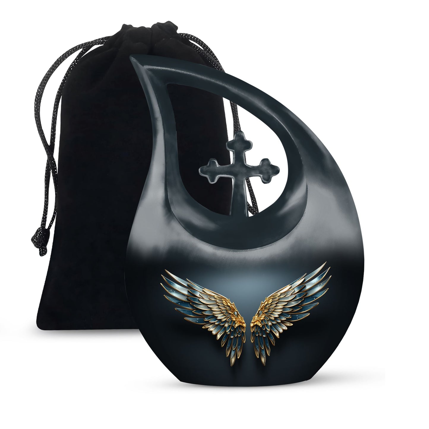 Wings Blue Theme Large Urn 10 Inch