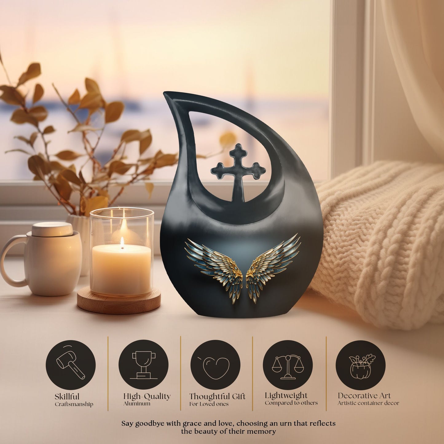 Wings Blue Cross Drop urn