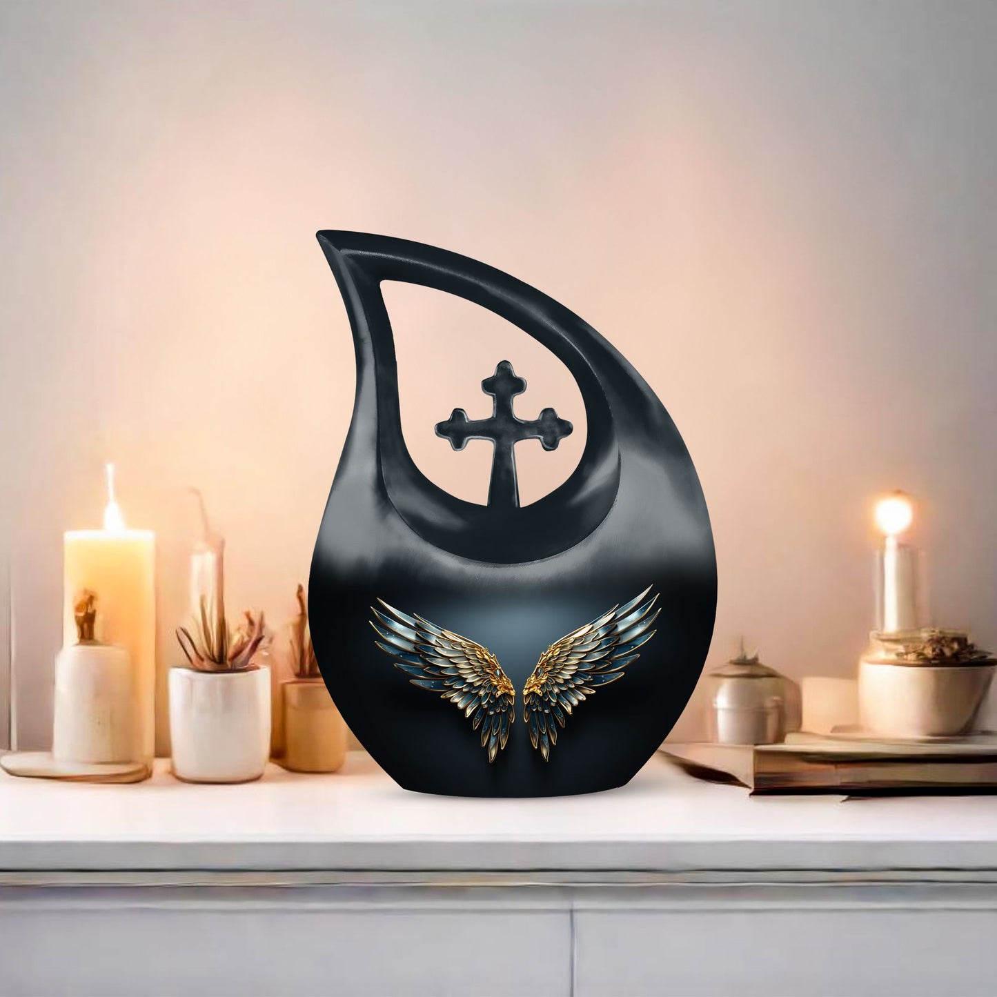 Wings Blue Cross Drop urn