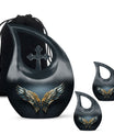 Wings Blue Theme Large Urn With 2 Keepsake Urn