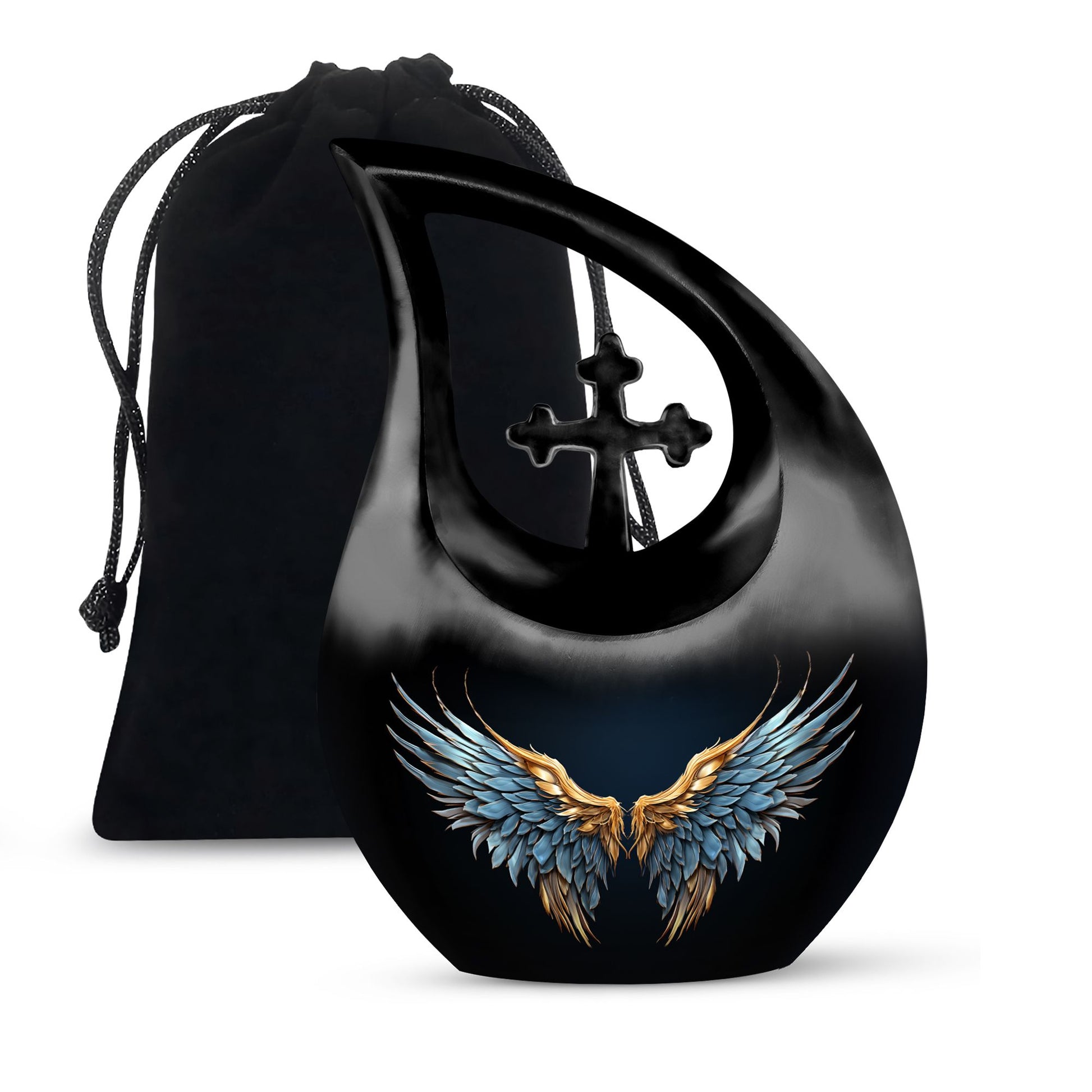 10-inch Wings Blue Urn for cremated remains.