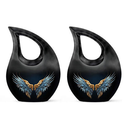 10-inch Wings Blue Urn for cremated remains.