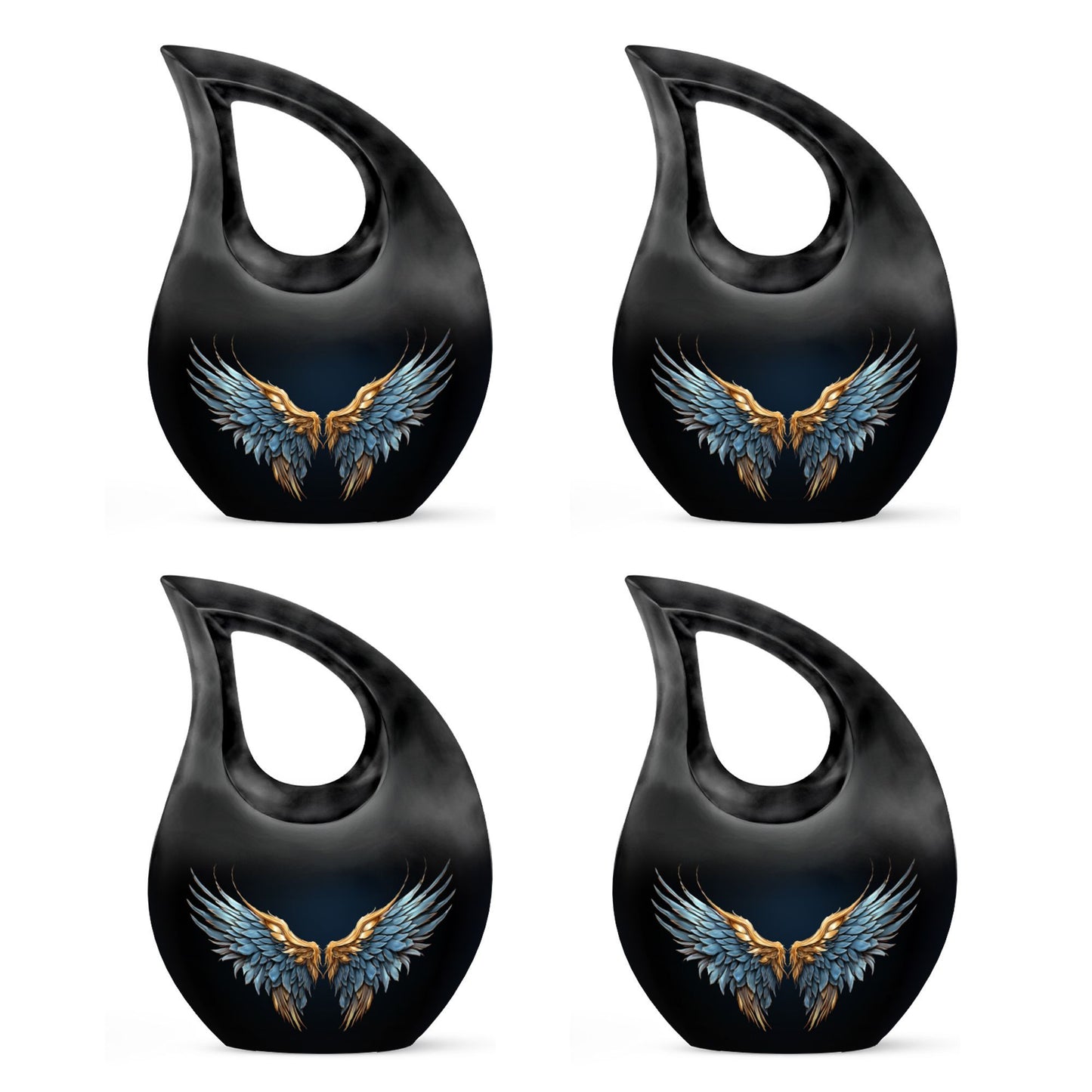 10-inch Wings Blue Urn for cremated remains.