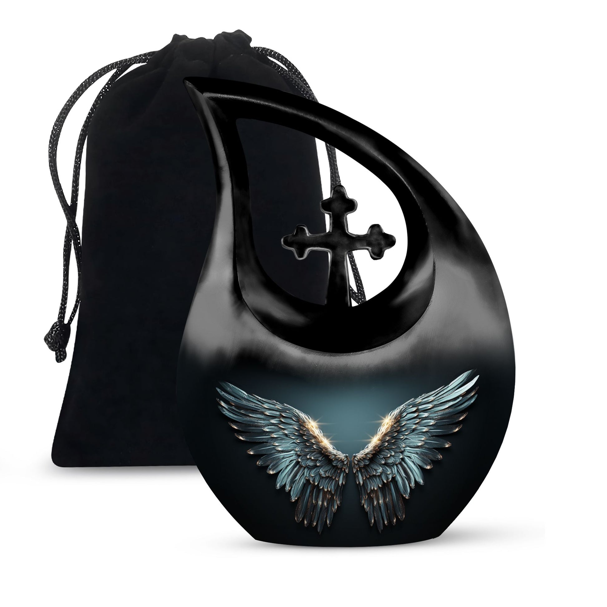 Wings Blue Memorial Urn - Large Urn For Human Ashes Remains