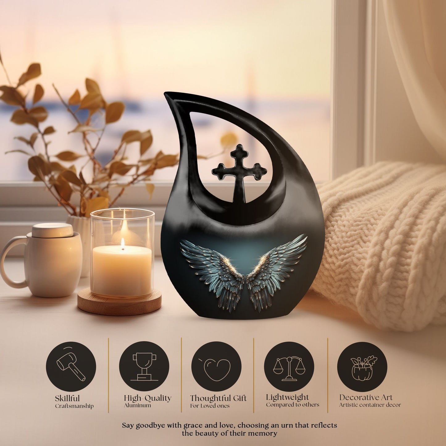 10-inch Wings Blue Urn