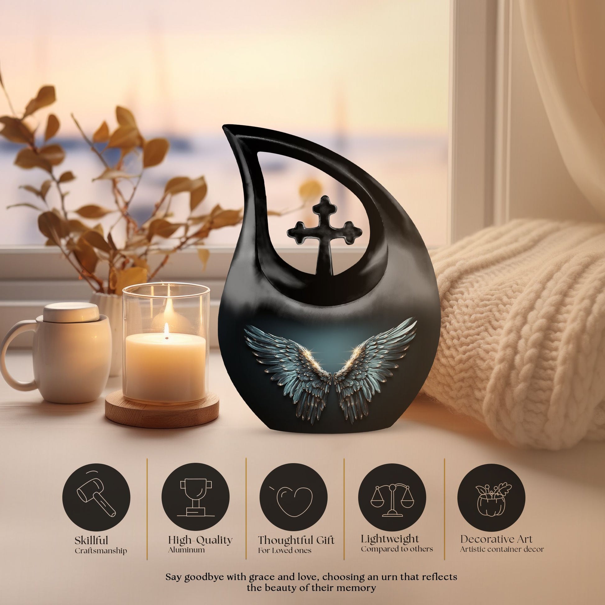 10-inch Wings Blue Urn