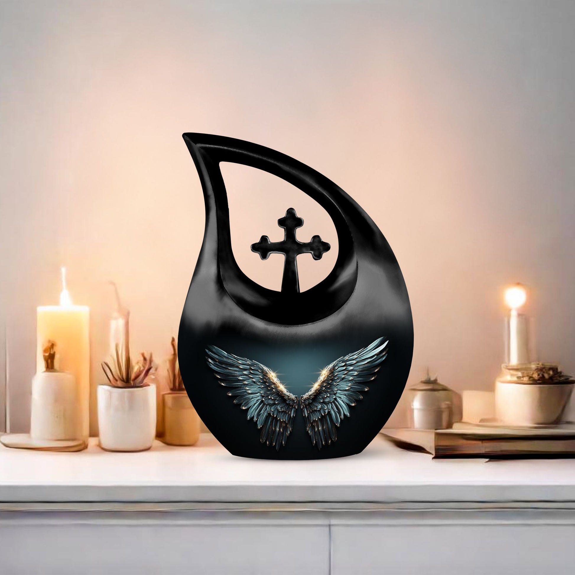 10-inch Wings Blue Urn
