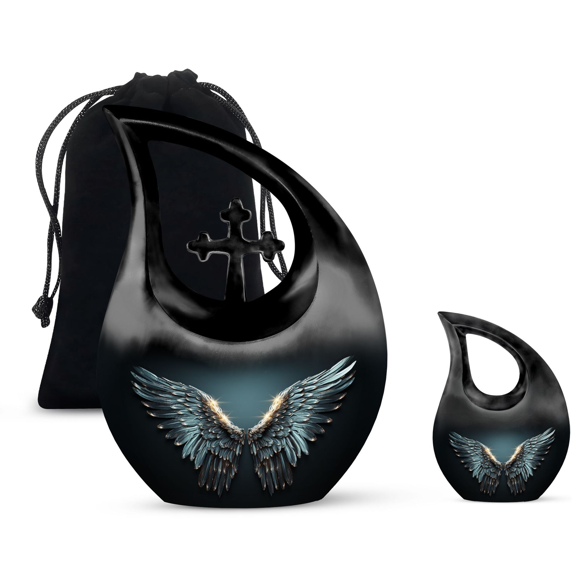 Wings Blue Memorial Urn - Large Urn For Human Ashes Remains